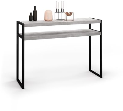 MOBILI FIVER, Luxury, Konsolentisch, Grauer Beton, Made In Italy