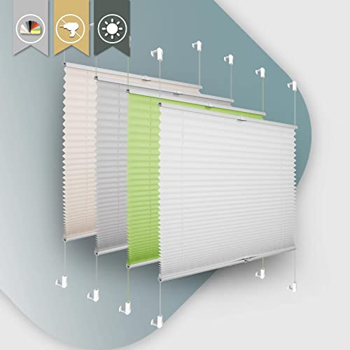 Buseu Plissee Klemmfix ohne Bohren 110x100cm Weiß Faltrollo Plisseerollo | Sonnenschutz für Fenster & Tür, Fensterrollo, Blickdicht, Sichtschutz für Wohnzimmer, Modernes Rollo - einfache Montage