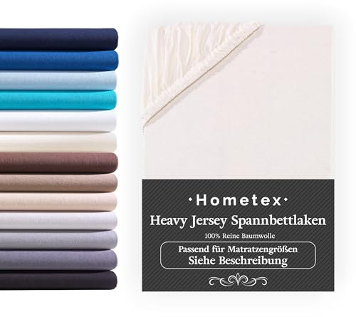 Hometex Premium Textiles Exclusive Boxspringbett Spannbettlaken | Bettlaken für hohe Matratzen | Extra starker Stoff 160 g/m² | Oeko-TEX® Made IN Green | 180-200x200-220 cm - Steghöhe 40 cm - Natur