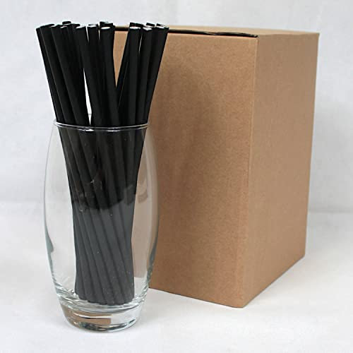 Black Paper Straws (6mm x 200mm) - Pack Size 500 - FSC Certified / Food Safe / PFAS Free / Biodegradable / Eco-Friendly / Durable / Suitable for All Occasions