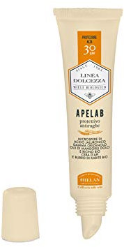 Helan, Apelab Linea Dolcezza - Balsamo Labbra Antirughe Protettivo con Protezione Solare 30 SPF - Burrocacao Emolliente con Olio di Ricino e Mandorle Dolci, Acido Ialuronico e Burro di Karitè, 15 ml