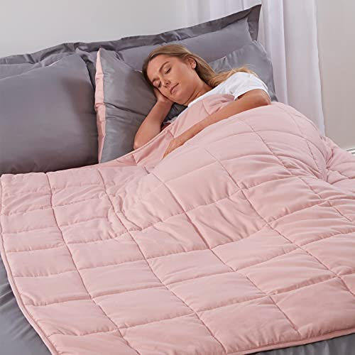 Brentfords Weighted Blanket 8kg for Adults Therapy Anxiety Autism Insomnia Calming Stress Relief with Micro Glass Beads, King - Blush Pink - 150 x 200cm - (Disclaimer Only suitable for age 3+ years)