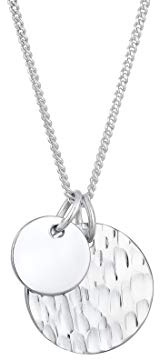 Elli Halskette Damen Plättchen Anhänger Duo Geo Gehämmert Basic Look | 925 Silber