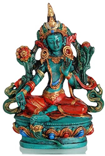 BUDDHAFIGUREN Estatua de Buda - Tara Verde 12 cm - Resina - Turquesa