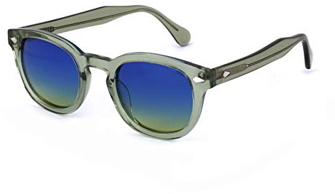 X-LAB 8004 Gafas de sol estilo moscot, unisex, 48mm, Verde/cobalto amarillo