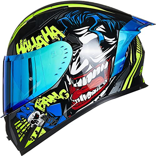 ILM Motorradhelm Integralhelm Herren Damen-Motorcycle Helmet mit 2 Visieren Pinlock-kompatiblen klaren und getönten-Street Bike Motocross Casco DOT&ECE Modell Z501, Surprise Yellow, M