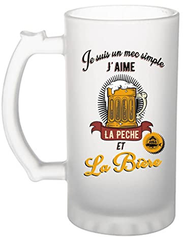 Planetee Chope de bière Pêche et Bière | Verre à bière pinte Cadeau humour alcool et loisir pour Pêcheur