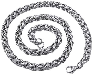 Homxi Gothic Halsketten Männer,Weizenkette 6mm Ketten Männer 55 cm Weizenkette Herren Kette Edelstahl Männer Halsketten Silber
