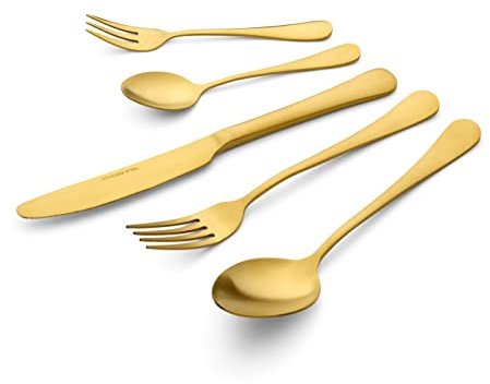 ECHTWERK Sorrent couverts pour 6 personnes, 30 pièces, couverts vintage/de campagne, édition or, couverts en acier inoxydable de haute qualité, vaisselle pour usage quotidien ou pour la table de fête