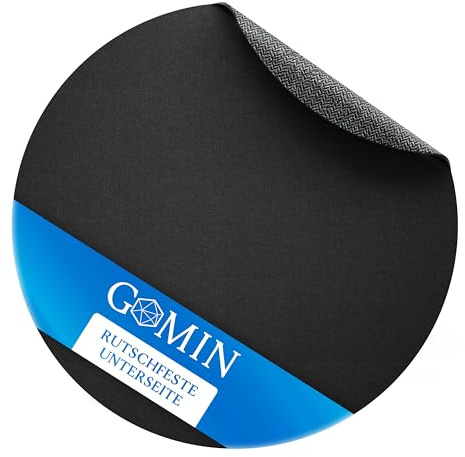 GOMIN Tappetino per mouse rotondo, Ø 22 cm, tappetino per mouse da gioco, rotondo, antiscivolo, senza cuciture, migliora velocità e precisione, tutti i tipi di mouse ideali per PC, laptop, colore nero