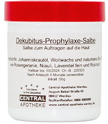 Dekubitus Prophylaxe Salbe zum Auftragen auf die Haut - Handgefertigt - Aus der Apotheke - 50 g