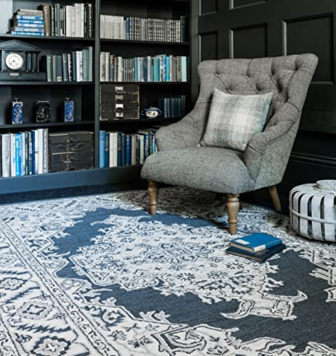 Lord of Rugs Bronte Traditional Medallion Hand Tufted 100% Wool Rug Bordered Classic Carpet Shadow Large 160x230 cm (5'2''x7'6'')