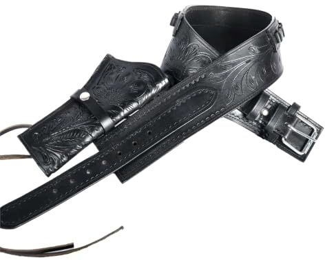 Hulara Western Gun Holster .45 Auto .45 ACP 44/45 Kaliber Cowboy Holster für Revolver Vollnarbenleder-Pistolenholster mit Gürtel für Herren