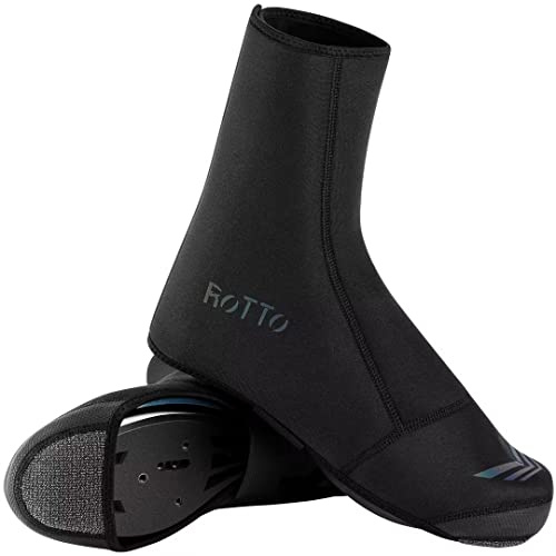 ROTTO Cycling Overshoes Waterproof Winter Bike Shoe Covers Gaiters for MTB Road Bike Polar Fleece-Lined