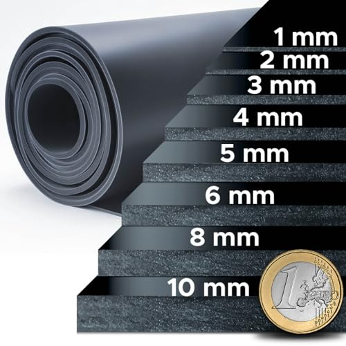 Nova Forma Gummimatte NR/SBR 1 mm - 120 x 100 cm - Vollgummi Zuschnitt | Glatte Gummi-Matte von der Rolle - vielseitig einsetzbar in Werkstatt, Beruf & Privat - Gummiplatten in 8 Stärken - Meterware