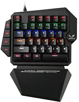 WE Gamium - Clavier Gamer Filaire Mécanique Format 1 Main - 35 Touches - 4 Touches Macro - Red Switch - Rétro-éclairage - Repose-Main - Câble 1,6M - Noir