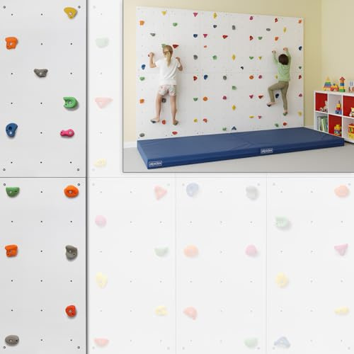 ALPIDEX Kletterwand Komplettset ab 1,44 qm in Natur/Weiß/Braun Klettergriffe und Befestigungsmaterial inklusive, unbegrenzt erweiterbar Kinder Erwachsene