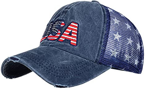 QIFLY Unisex Camouflage Baseball Cap Dad Hat America Hat Usa Flag Patch Military Army Cap Baseball Cap for Men Women Outdoor Camping Sports Golf