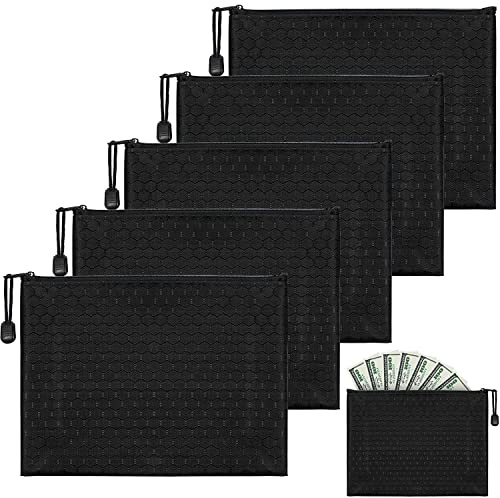 5 Stück Geldbeutel Geldtasche, Geldtaschen Banktasche, Oxford Dokumententasche mit Reißverschluss, Zipper Beutel, Kosmetiktasche Geldtasche für A5 Dokumente Geldmappe für Business, Haushalt, Schule