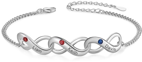 RolaOnly Personalisiertes Armband mit Namen Geburtsstein Armband für Mama mit Namen der Kinder Geschenke für Muttertag Weihnachtsfeiertag Geburtstag