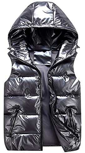 Doudoune Sans Manches Femme Capuche Zippée - Veste Duveteuse Gilet Courte Matelassée Légère - Manteau Hiver Chaud Chic Blouson