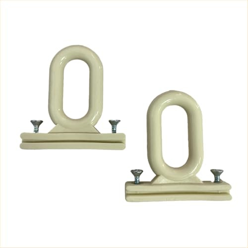 FRAMIG® Coppia di Occhioli per terminale Tende da Sole a Caduta o a Giardino, Prodotto in Nylon ABS, Resistente al Vento con Viti in Acciaio Inox. Colori Vari (Avorio)