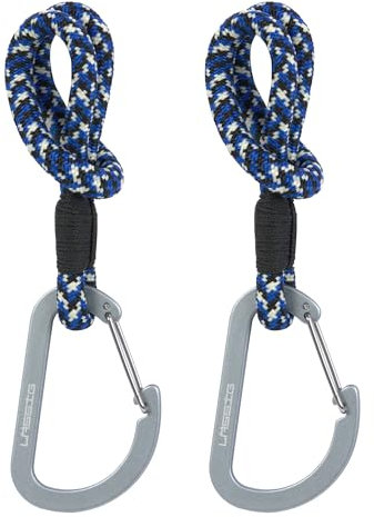 LÄSSIG Kinderwagenbefestigung (2 Stk.) Karabinerhaken Kinderwagenhaken Einkaufshaken/Stroller Hooks Cord black/blue/vanilla