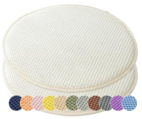1/2er Set Rund Sitzkissen Kordsamt Rund Stuhlkissen Polster Auflage Kissen, Stuhlauflage rutschfest Sitzpolster für Haus & Garten Büro (Beige,35x35cm (2er-Pack))