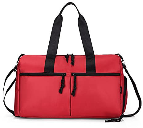 QTANZIQI Damen-Reisetasche, Sporttasche, Sporttasche, Yoga-Tasche, Schulter-Diagonaltasche, Herren-Gepäcktasche mit großem Fassungsvermögen, Hand-Reisetasche, Rot