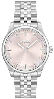 BOSS Analog Quarzuhr für Damen Kollektion Graceful mit Silbernes und Zweifarbiges Edelstahlarmband