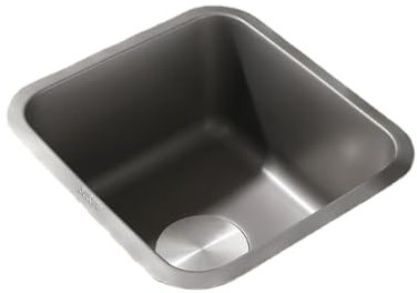 Lavello Cucina 1 Vasca Grigio,Lavandino Cucina Piccolo,Lavabo Cucina In Acciaio Inox,Lavabo Rettangolare con Set Di Drenaggio,Installazione Appoggio o Sottopiano (39x36x19cm)
