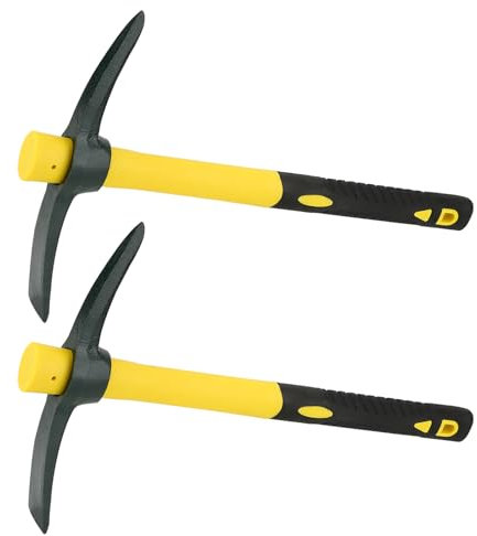 SEUICYNE 2 Stück Robust Spitzhacke, 38cm Kreuzhacke Gartenhacke mit Stahl Geschmiedetem Kopf und Flachhacke für Camping, Prospektion, Gartenarbeit