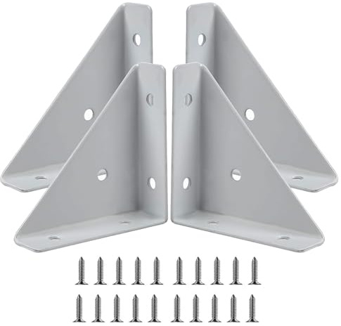 Winkel Eckwinkel, 4 Stück Eckverbinder Metall Befestigungs Verbindungsstütze mit 20 Schrauben Möbelwinkel 90 Grad Eckverbinder für Holz Möbel Schreibtischbettkante (Weiß)