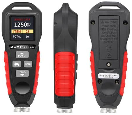 ZOYI ZT-TC13 Paint Thickness Gauge for Cars, Digital Coating Thickness Meter 0-1250µm, Automotive Paint Depth Tester Fe/NFe Auto Detection, Car Body Inspection Tool for Used Car Buyers & Detailers