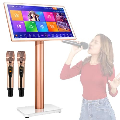 LXWKAI Reproductor de Karaoke Todo en uno con micrófono inalámbrico, Pantalla táctil de 22'' con visualización de Letras, Karaoke Profesional para Fiestas en casa, KTV, DJ, Bar, Blanco, 4 TB