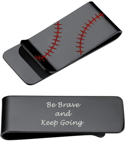 PROSTEEL Herren personalisierte Geldscheinklammer schwarz Edelstahl Baseball Muster Geldclip Geldklammer Halter für Visitenkarte Kreditkarte Geldscheine Brieftasche für Vatertag Weihnachten