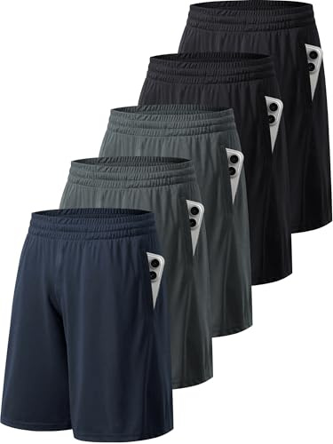 miijoory 5 Pack Gym Shorts Men UK with Pockets Sports Running Quick Dry XL
