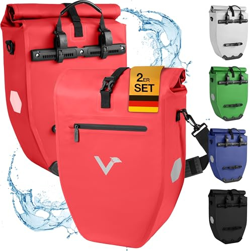 Valkental® Große & wasserdichte Gepäckträgertasche - Fahrradtasche für Gepäckträger mit großen Reflektoren [Abschließbar] Bombenfester Sitz - Mehrfach ausgezeichnet - Gefertigt für Langlebigkeit