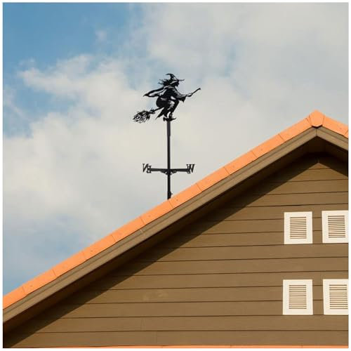 Wetterhexe, Wetterhahn Windspiel, Böse Hexe Deko Fuer Gartenhaus, Wetterhahn FüRs Dach, für Garten, Rasen, Terrasse, Dach, Halloween Dekoration