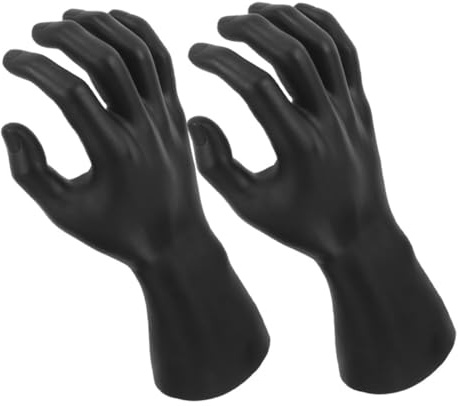 Ipetboom Espositore per Anelli da Uomo 2 Pezzi Mano Modello Nero Plastico Resistente Facile da Pulire Design Realistico per Ufficio e Fotografia