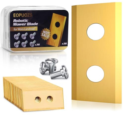 EOPUOZS 36pcs Lames Robot Tondeuse pour Worx Landroid, Lames de Rechange de Haute Qualité pour Tondeuses à Gazon avec Vis Correspondantes, Lames en Titane Compatibles avec Worx et LandXcape