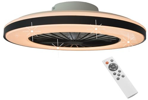 HSL LED-Deckenleuchte mit Ventilator Ø 50cm, Deckenventilator mit Lampe, Sterneneffekt, Stufenlos Lüftungsgeschwindigkeiten, mühelose Lichtdimmung, mit Fernbedienung, 3000-5500K, 4300Lm, Klimagerät