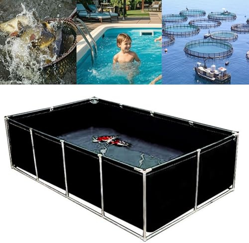 Moubhjd Piscina Fuori Terra per Pesci,Laghetto per Koi in PVC con Telaio di Acciaio,Serbatoio Temporaneo con Valvola di Scarico,Facile da Montare（Misurare:L100xW250xH100cm