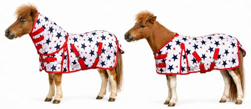 Fliegendecke Minishetty Shetty Welsh Fohlen Falabella 70 75 80 85 90 95 100 cm Sterne Mash Fliegenschutz Sterni Decke Fliegen Decke (75 cm)