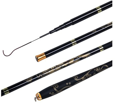 Skdvy Karpfenrute,Forellenrute,Basic Fishing Rod 1,8 m-3,6 m Mini Angelrute Carbon Fiber Hand Pole Ultraleicht Stream Teleskop Süßwasser Angelrute for Karpfen Angeln(3.0m)