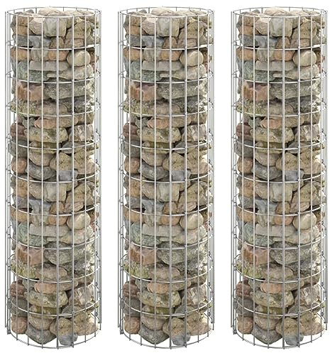 Fioriera rialzata per gabbioni, 3 pezzi, in acciaio zincato, diametro 30 x 100 cm