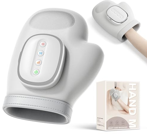 AIRSEE Hand Massager with Heat and Compression for Arthritis Carpal Tunnel Relief, 3 Massage Modes 3 Heating Levels 5 Intensities, Cordless Rechargeable Portable Pain Relief, Gift for Women Men