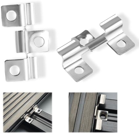  STARVAST 200 Stück WPC Fliesen Clips Klammer 7,5 mm Dielen Befestigungsclips Edelstahl-Verbund-Clips für Montage von Terrassendielen WPC Terrassendielen Clips, Klemmbereich 7,5 mm, Silber