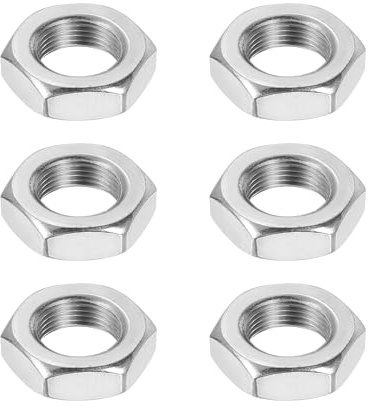 sourcing map M14 x 1 mm Sechskantmuttern, 6 Stück, 304 Edelstahl, metrisches Feingewinde, Sechskant-Sicherungsmuttern, Befestigungen, 22 mm Breite, 7 mm Höhe, für Maschinen, Automobil, Industrie
