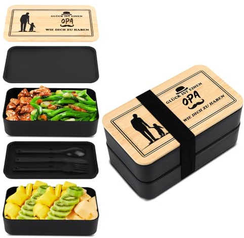 Johiux Weihnachten Geschenk für Opa,Brotdose Geschenke Geburtstagsgeschenk Bester Bonus Geschenk für Opa Großvater,Bambus-Box-Deckel mit Gravur